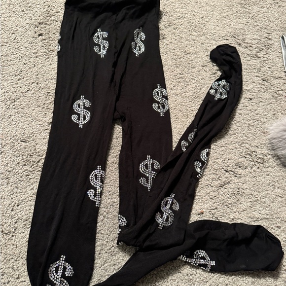 Dbleudazzled Money Talks Rhinestone Dollar Sign Tights - Picture 3 of 3